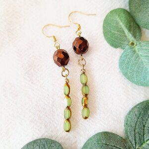 Elegant & Earthy Porcelain 24k Earrings, Woodland Vintage Inspired Earrings